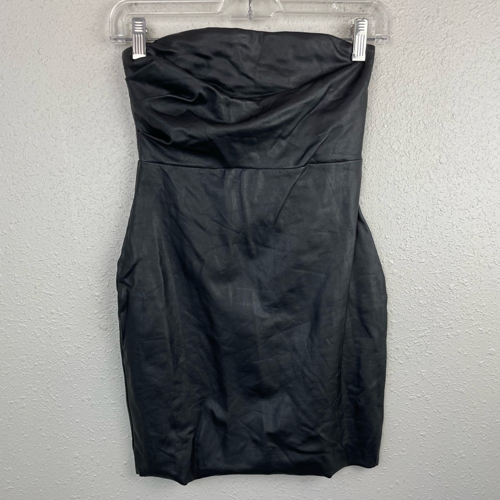 NWT Free People Black Faux Leather Mini Dress Size 0